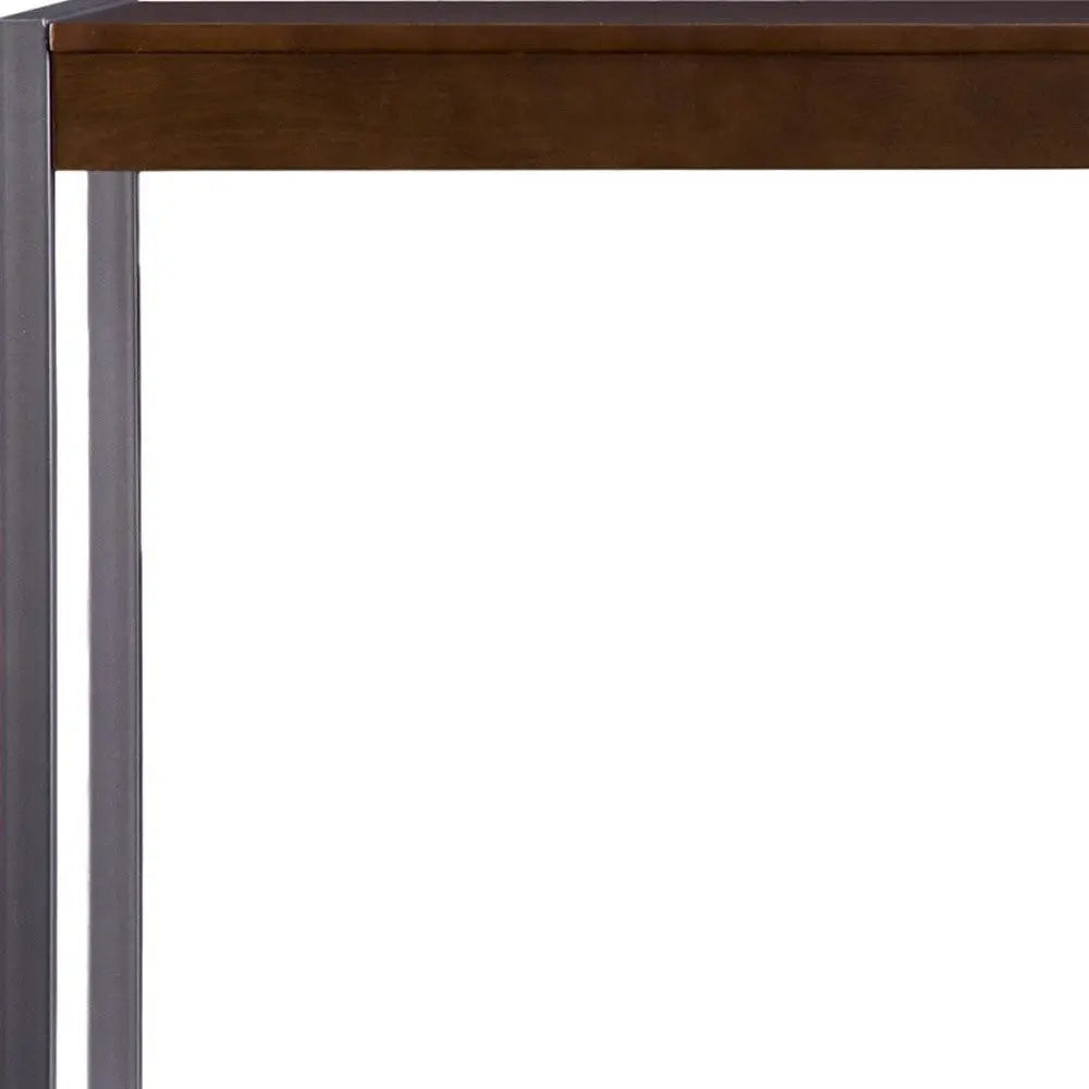 54" Dark Brown and Gunmetal Sled Console Table Homeroots Living Room