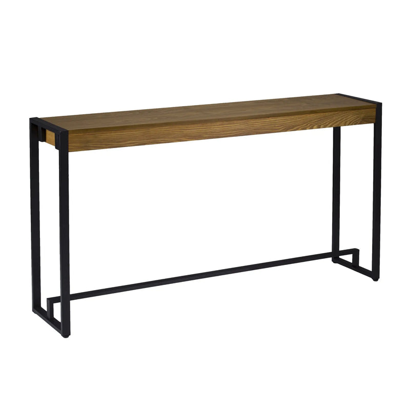 54" Gray Brown and Black Distressed Sled Console Table Homeroots Living Room