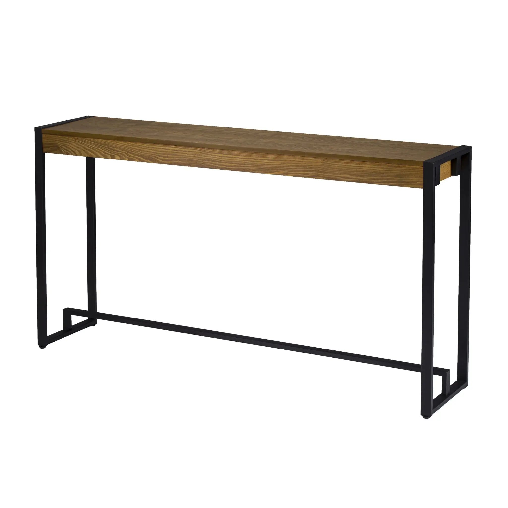 54" Gray Brown and Black Distressed Sled Console Table Homeroots Living Room