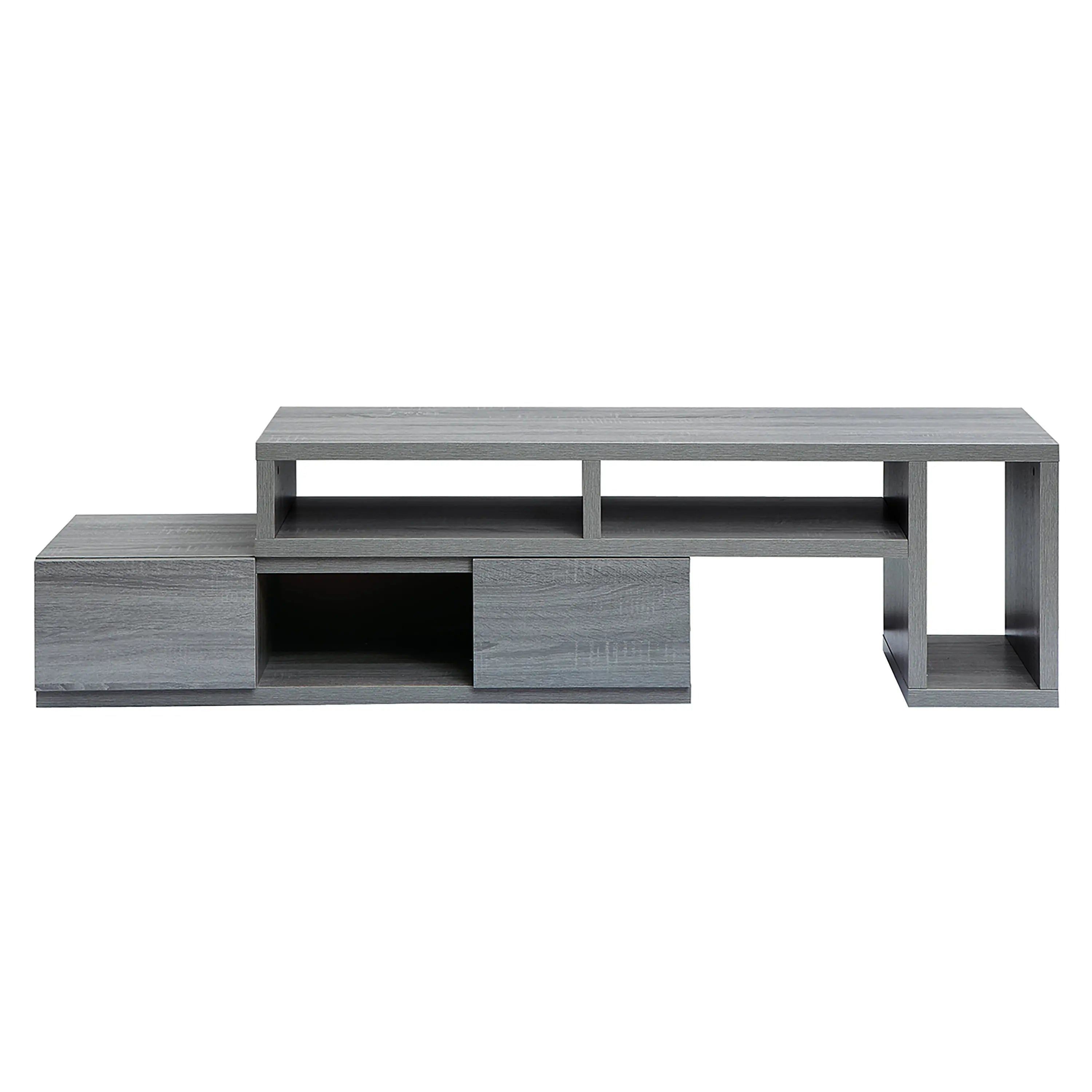 54" Gray Wood Enclosed and Open Storage TV Stand Homeroots Living Room