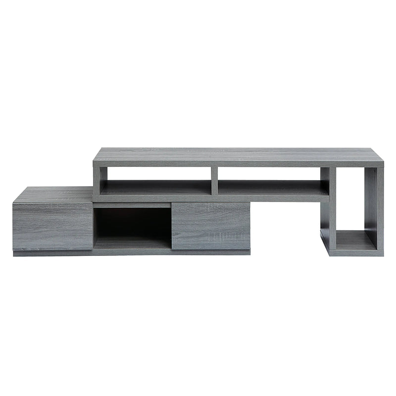 54" Gray Wood Enclosed and Open Storage TV Stand Homeroots Living Room