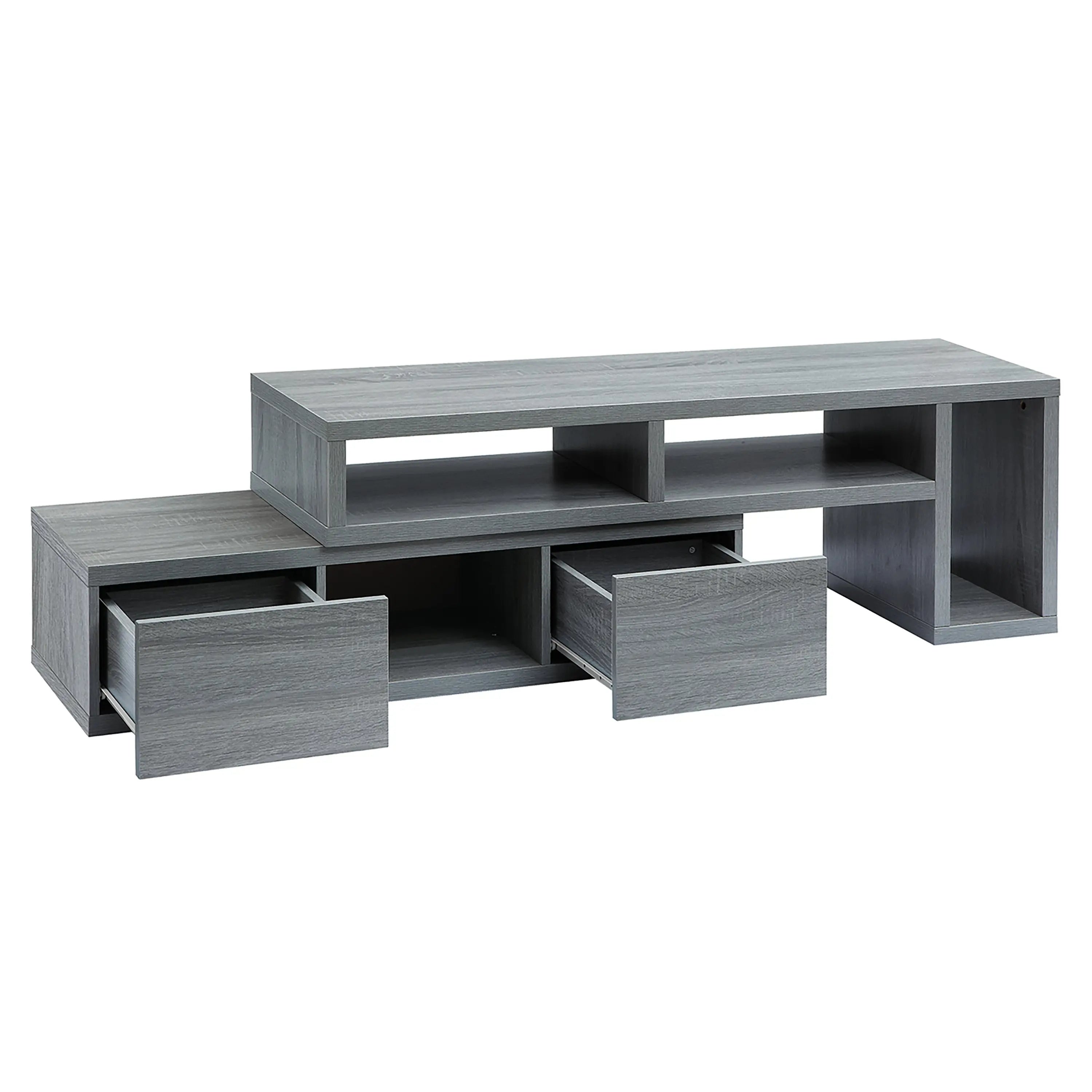 54" Gray Wood Enclosed and Open Storage TV Stand Homeroots Living Room