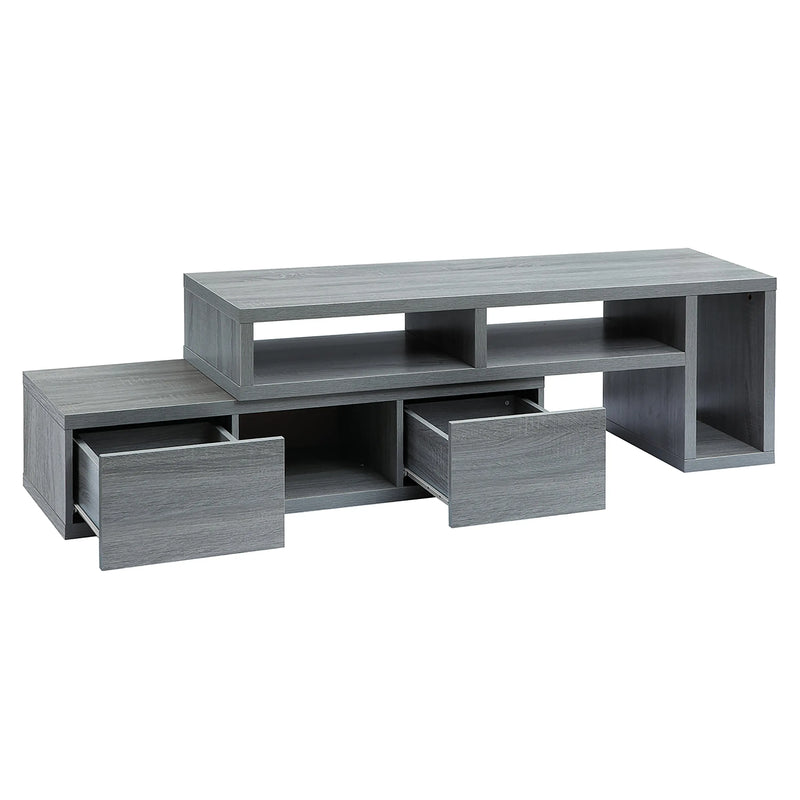 54" Gray Wood Enclosed and Open Storage TV Stand Homeroots Living Room