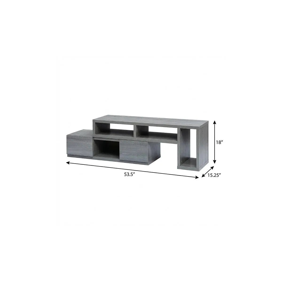 54" Gray Wood Enclosed and Open Storage TV Stand Homeroots Living Room