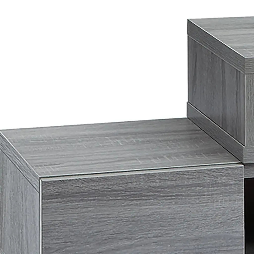 54" Gray Wood Enclosed and Open Storage TV Stand Homeroots Living Room