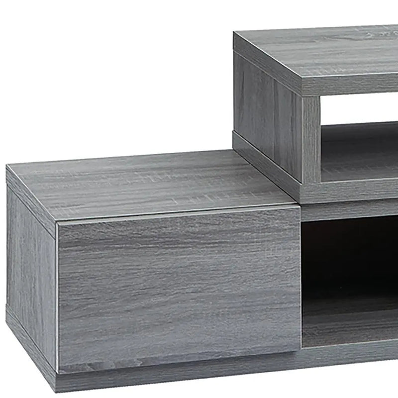 54" Gray Wood Enclosed and Open Storage TV Stand Homeroots Living Room