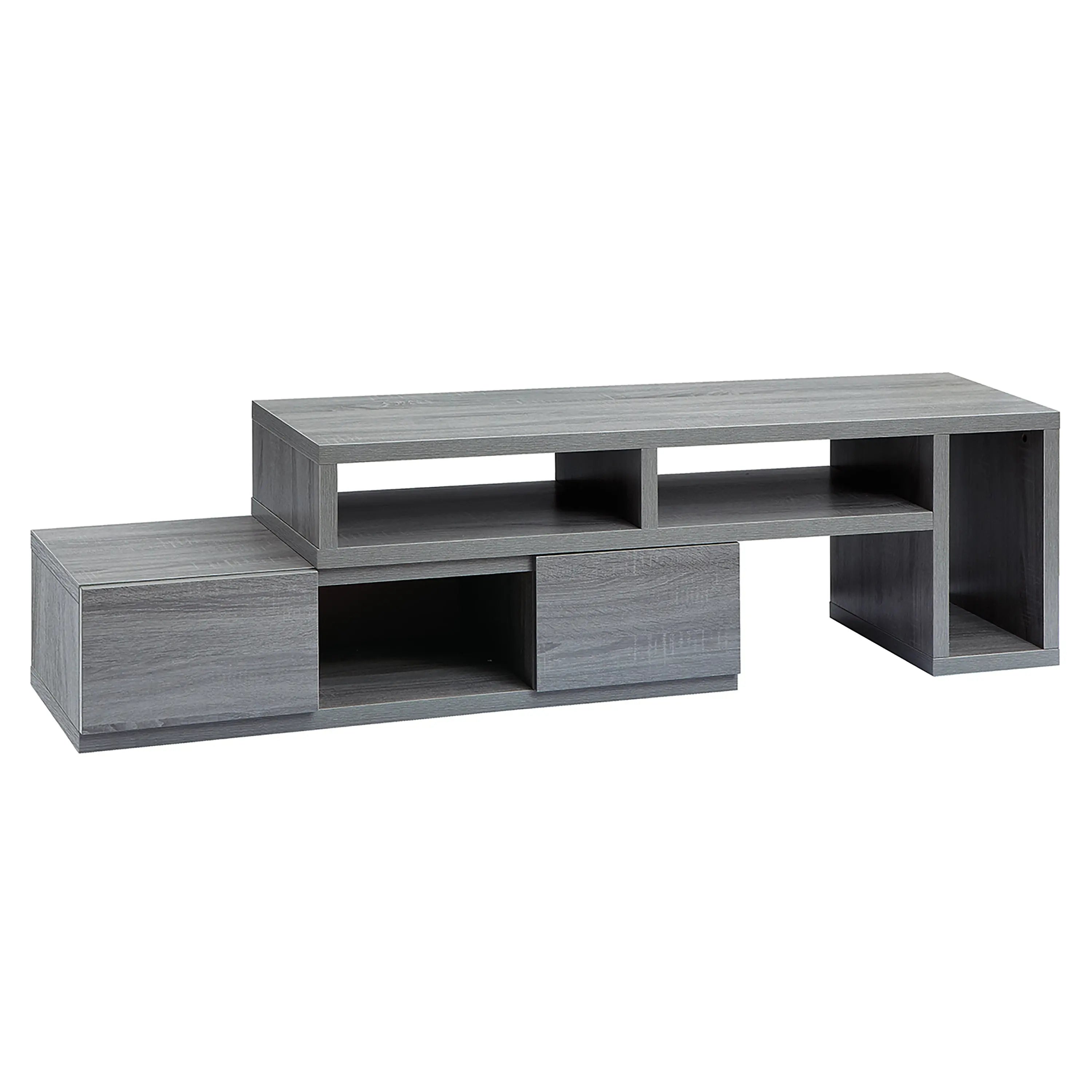 54" Gray Wood Enclosed and Open Storage TV Stand Homeroots Living Room