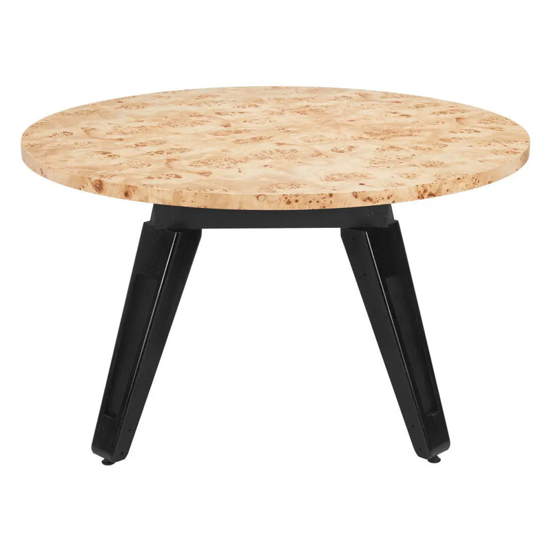 54" Natural Burl And Black Round Convertible Game Table Homeroots Living Room