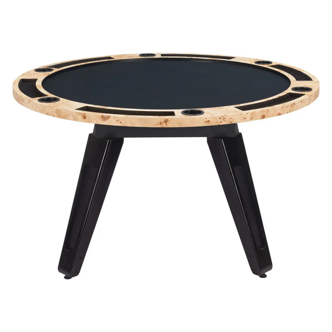 54" Natural Burl And Black Round Convertible Game Table Homeroots Living Room