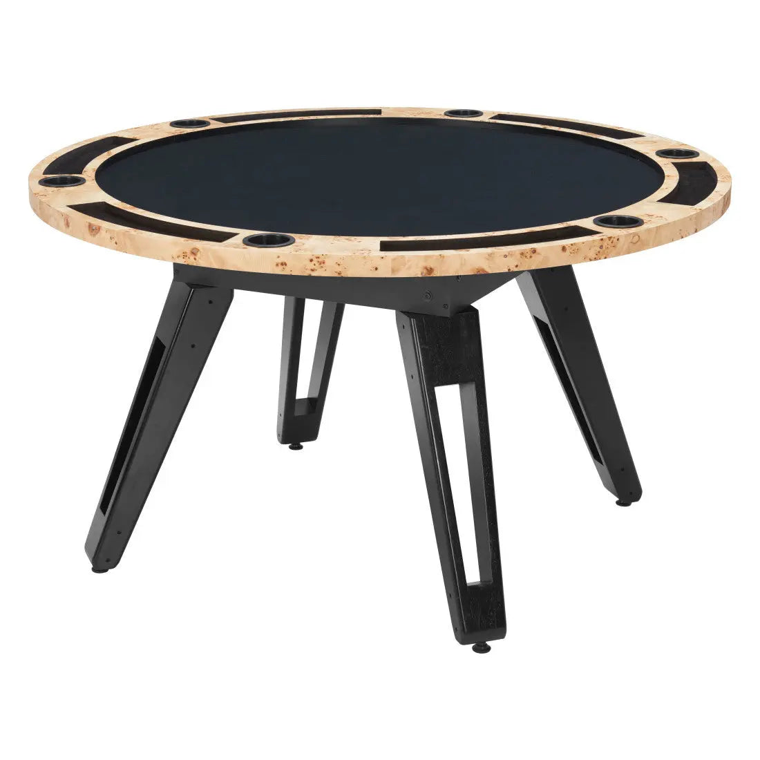 54" Natural Burl And Black Round Convertible Game Table Homeroots Living Room