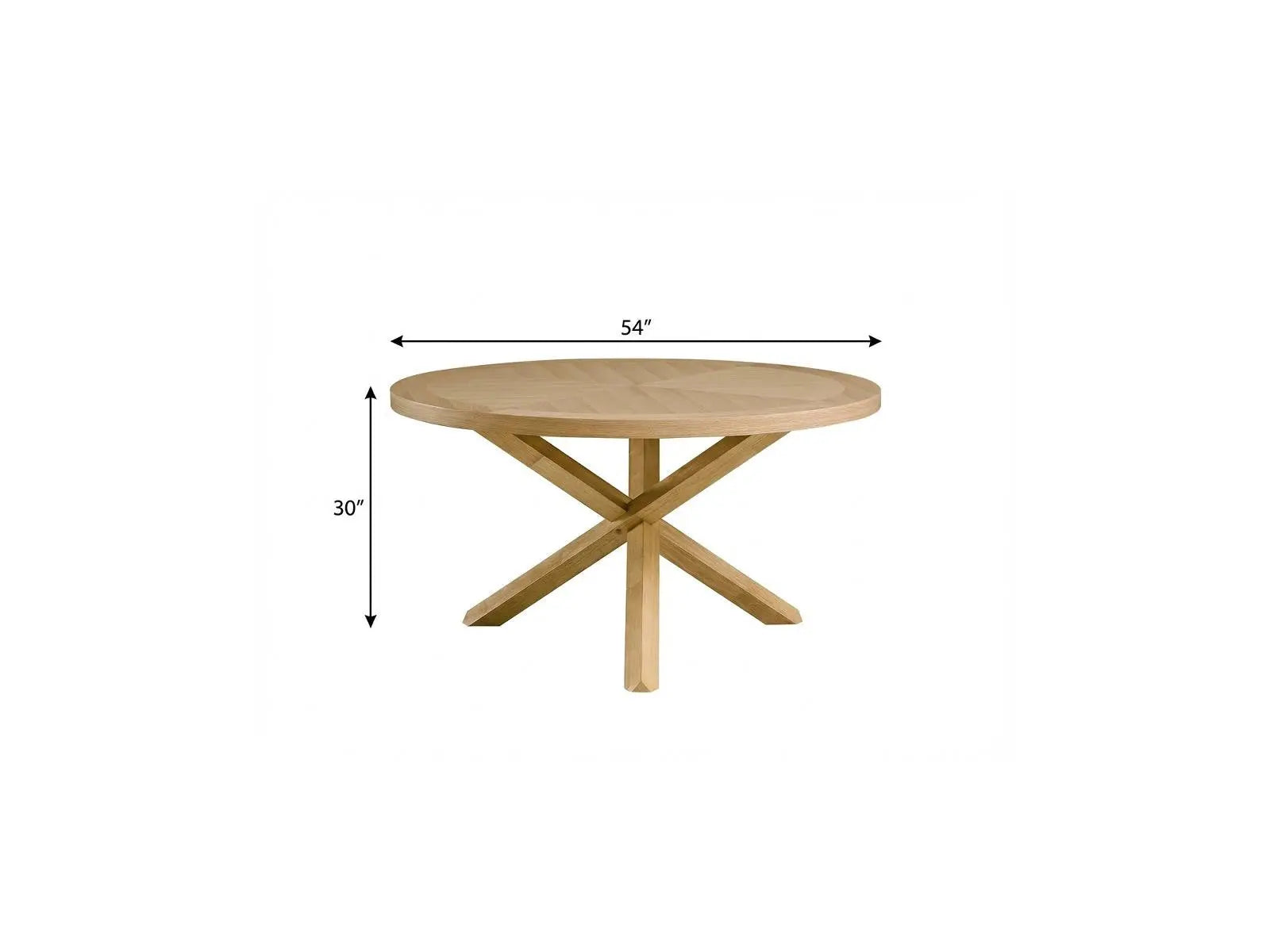 54" Oak Wood Cross Leg Base Round Top Dining Table Homeroots Kitchen & Dining