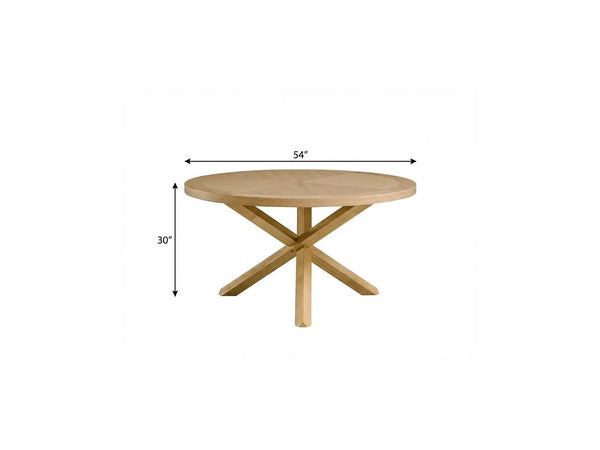 54" Oak Wood Cross Leg Base Round Top Dining Table Homeroots Kitchen & Dining