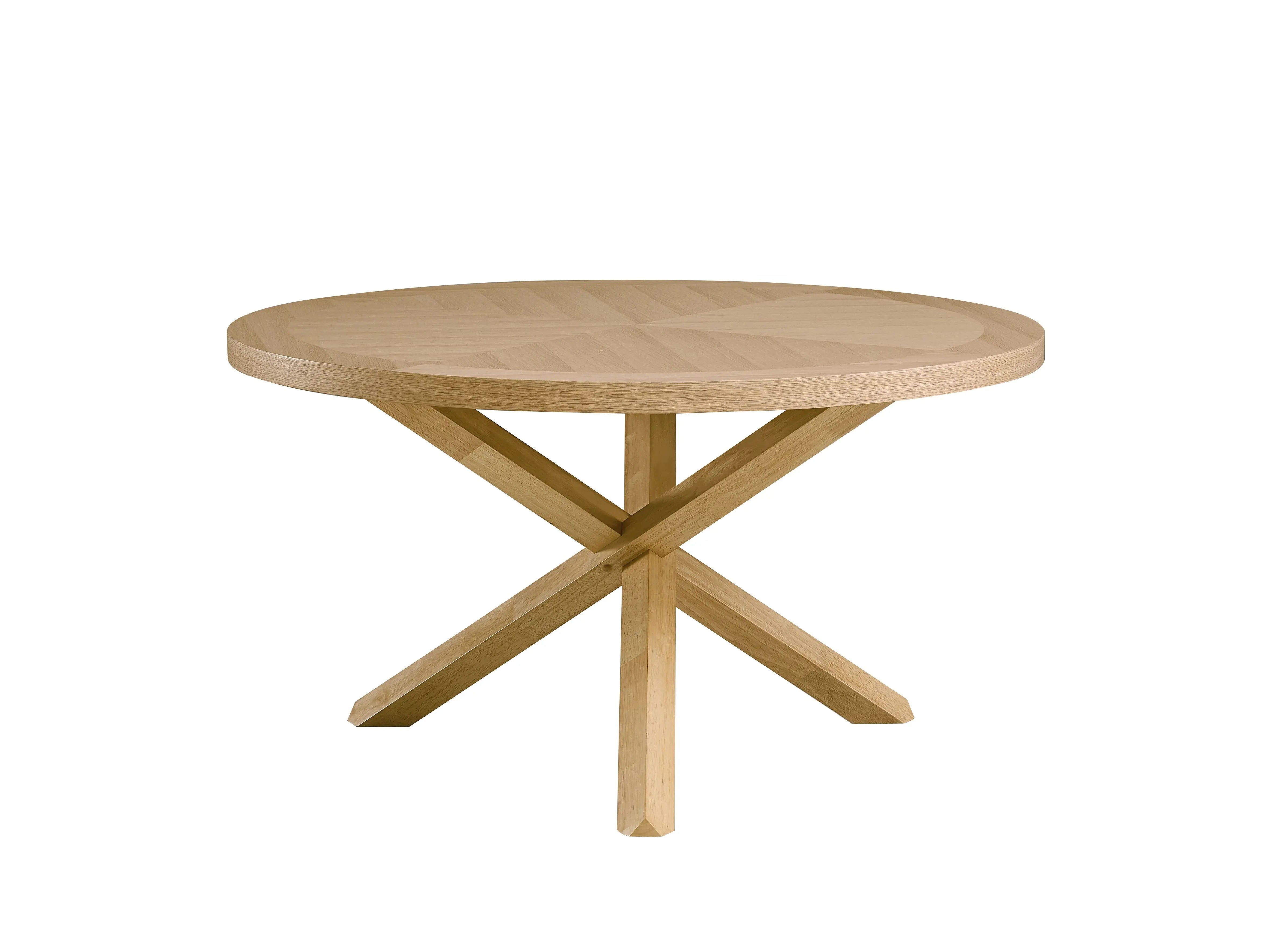 54" Oak Wood Cross Leg Base Round Top Dining Table Homeroots Kitchen & Dining