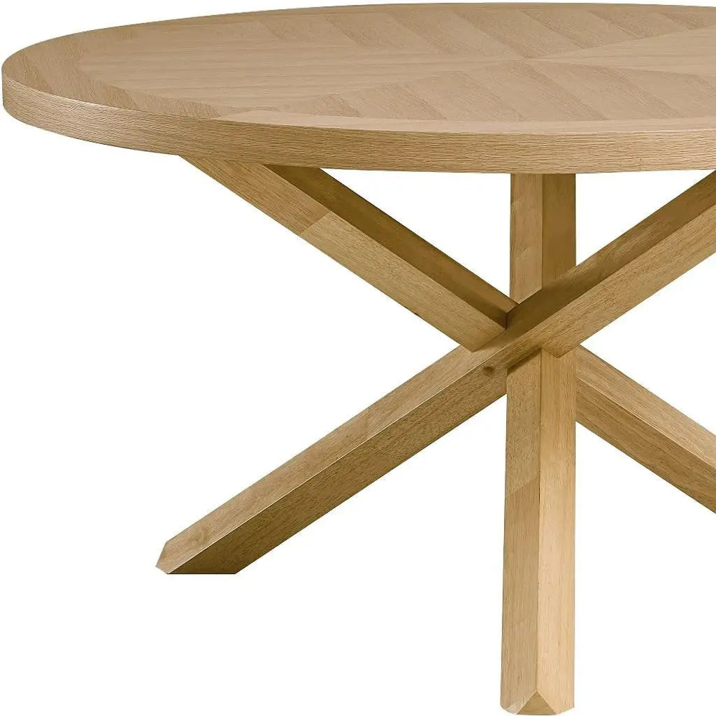 54" Oak Wood Cross Leg Base Round Top Dining Table Homeroots Kitchen & Dining