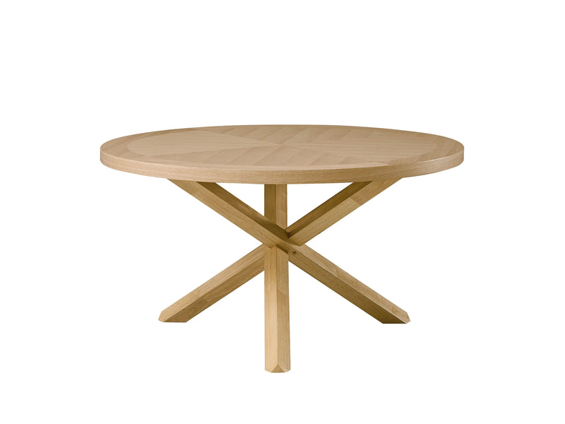54" Oak Wood Cross Leg Base Round Top Dining Table Homeroots Kitchen & Dining