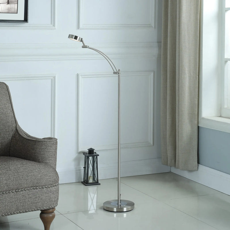 54" Silver Adjustable LED Task Floor Lamp With Silver - GreatEagleInc