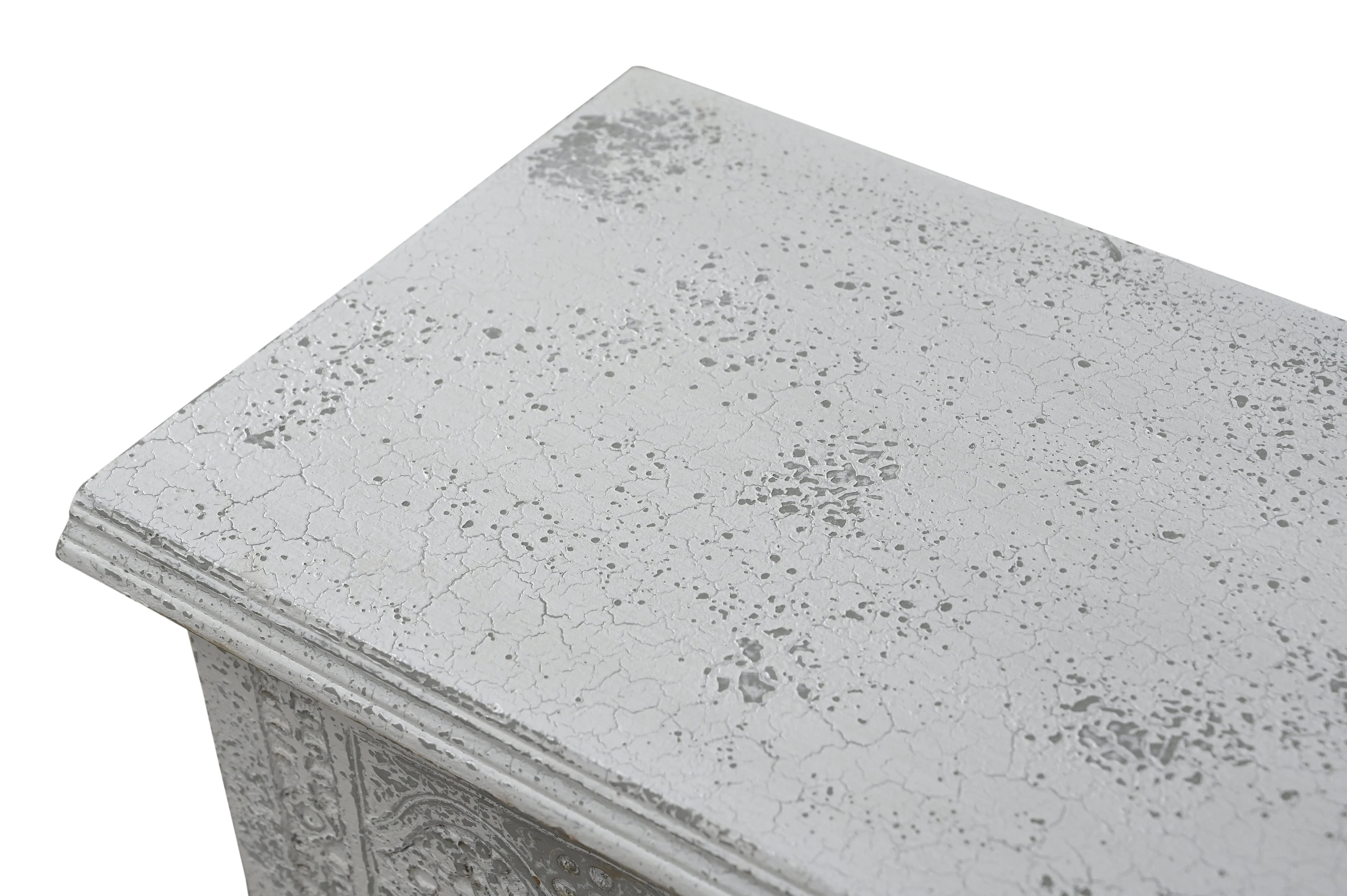54" White Solid Wood Medallion Storage Ottoman Homeroots Living Room
