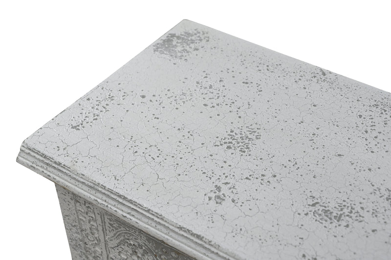54" White Solid Wood Medallion Storage Ottoman Homeroots Living Room