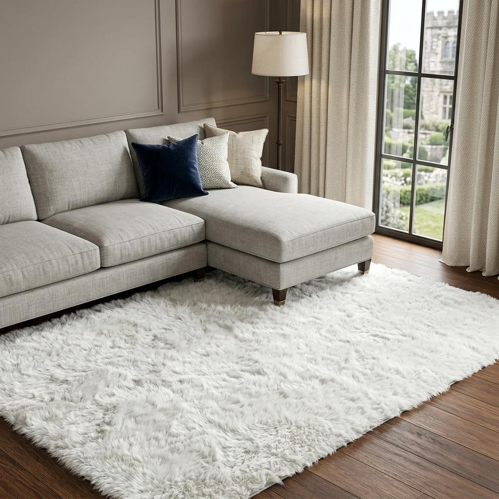 10' X 14' Pewter And Gray Striped Shag Washable Area Rug With UV Protection - Home & Garden