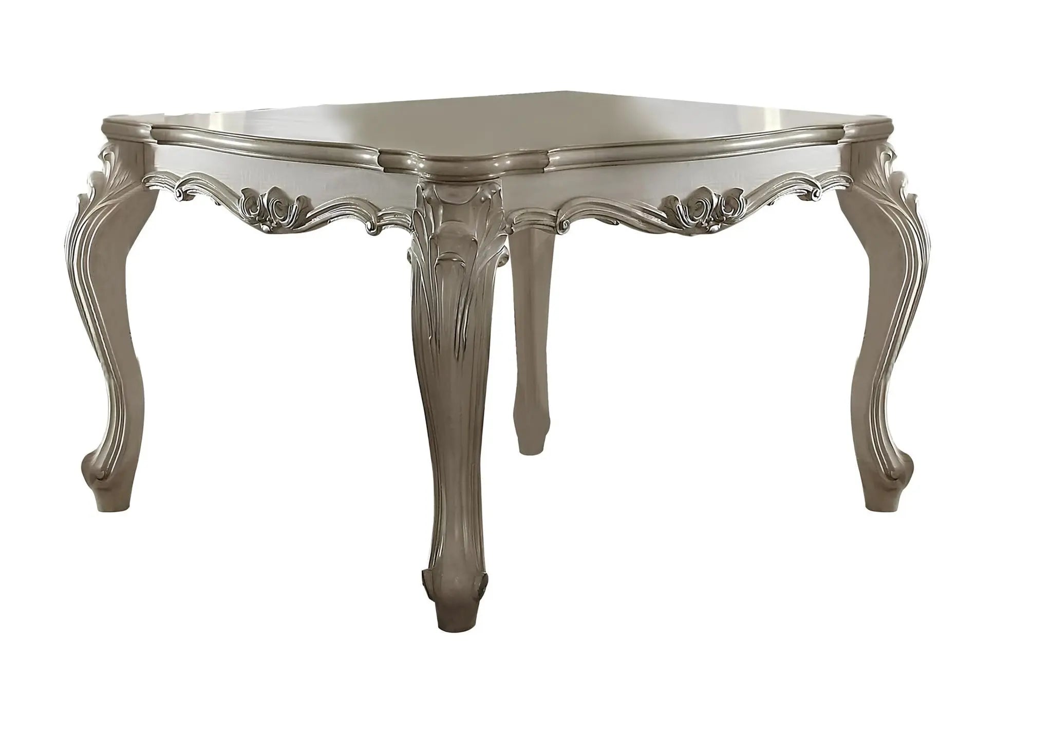 55" Antiqued White Solid Wood And Solid Manufactured Wood Dining Table Homeroots Kitchen & Dining