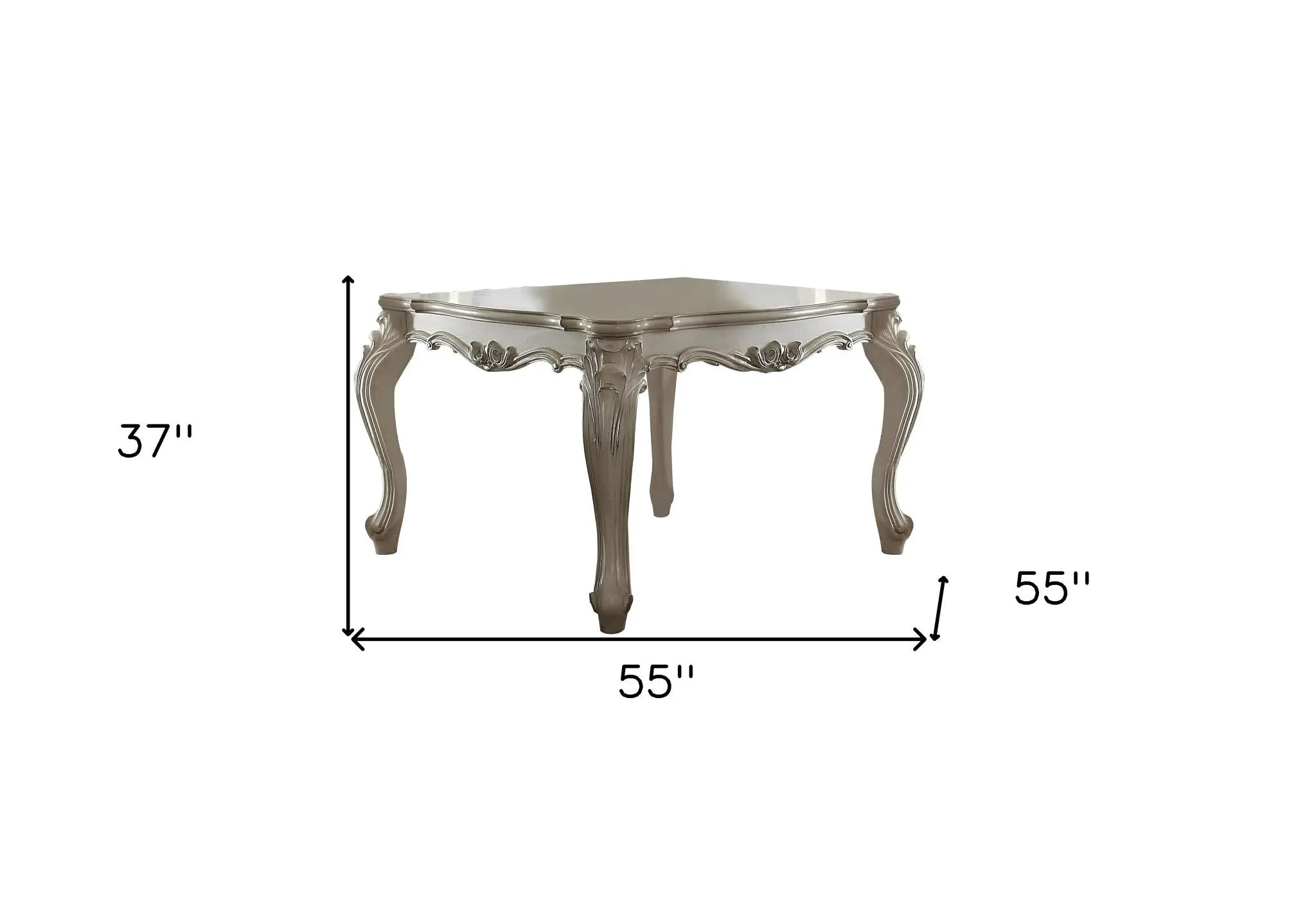 55" Antiqued White Solid Wood And Solid Manufactured Wood Dining Table Homeroots Kitchen & Dining