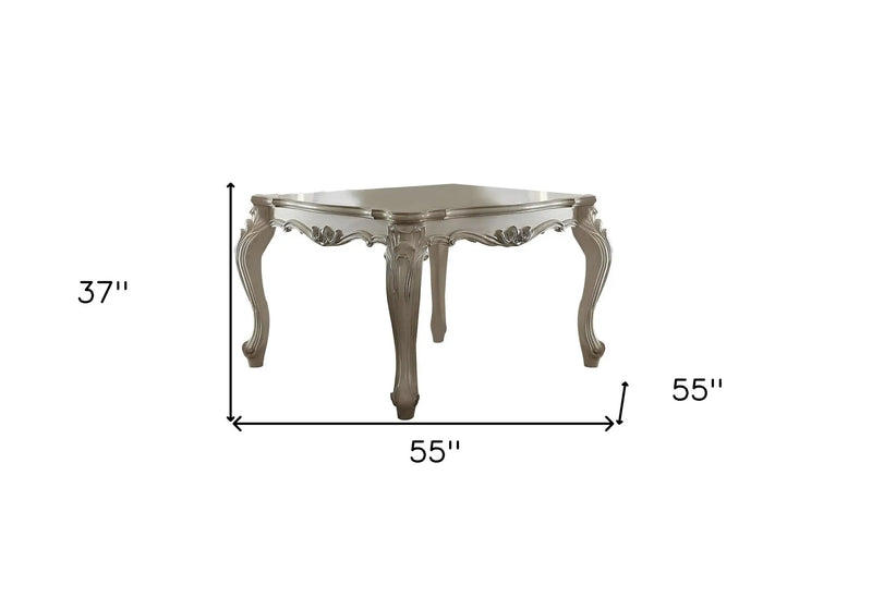 55" Antiqued White Solid Wood And Solid Manufactured Wood Dining Table Homeroots Kitchen & Dining