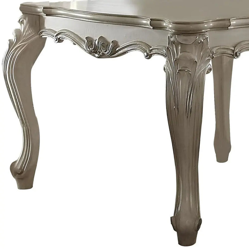 55" Antiqued White Solid Wood And Solid Manufactured Wood Dining Table Homeroots Kitchen & Dining