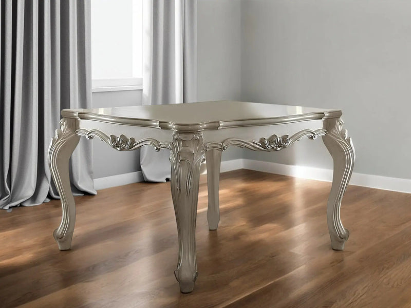 55" Antiqued White Solid Wood And Solid Manufactured Wood Dining Table Homeroots Kitchen & Dining