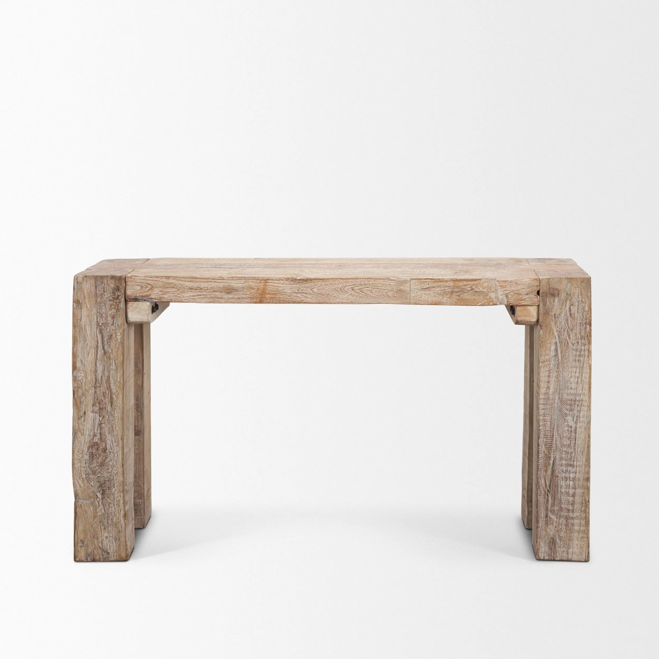 55" Beige Reclaimed Wood Console Table Homeroots Living Room