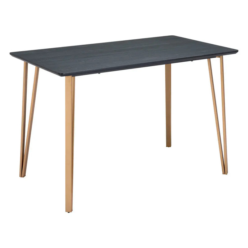 55" Black And Gold Wood And Steel Counter Height Dining Table Homeroots Kitchen & Dining