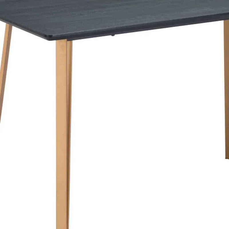55" Black And Gold Wood And Steel Counter Height Dining Table Homeroots Kitchen & Dining