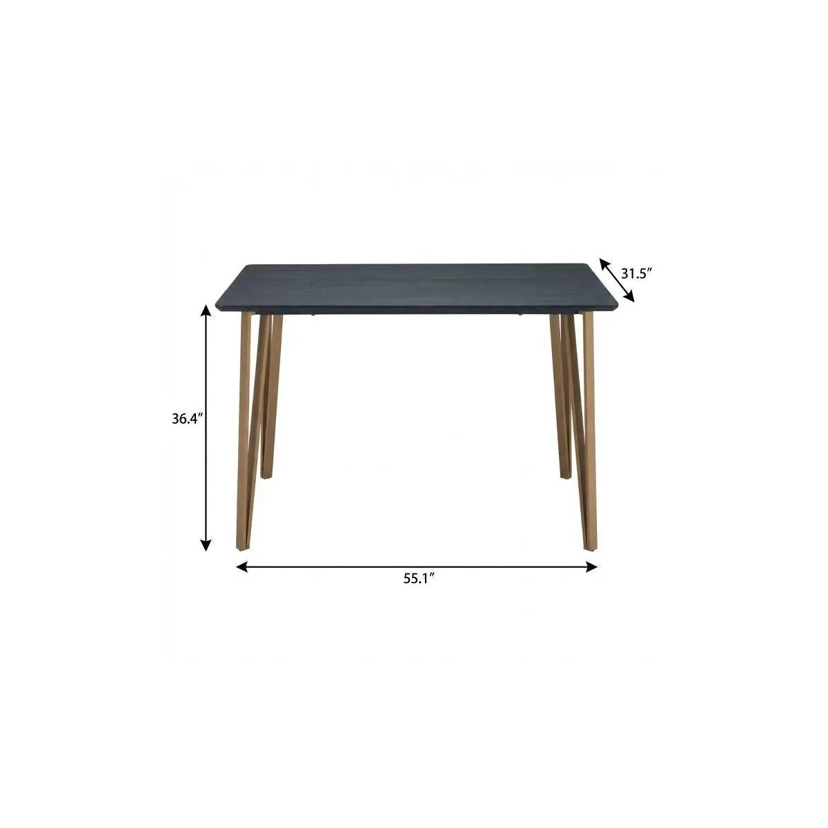 55" Black And Gold Wood And Steel Counter Height Dining Table Homeroots Kitchen & Dining