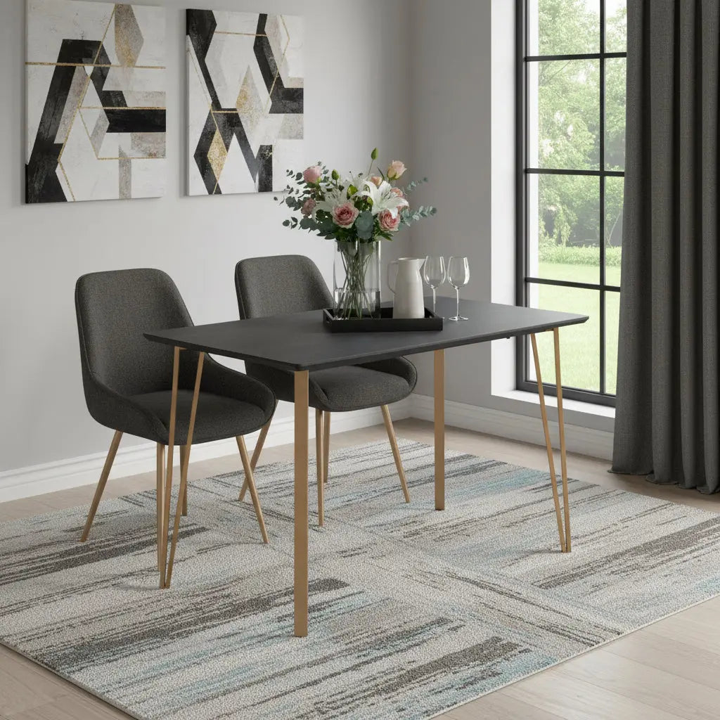 55" Black And Gold Wood And Steel Counter Height Dining Table Homeroots Kitchen & Dining