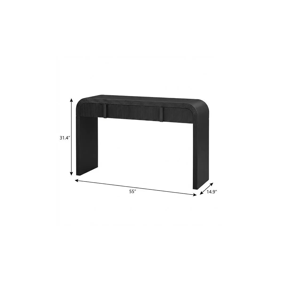 55" Black Wood Double Pedestal Console Table With Two Drawers Homeroots Living Room