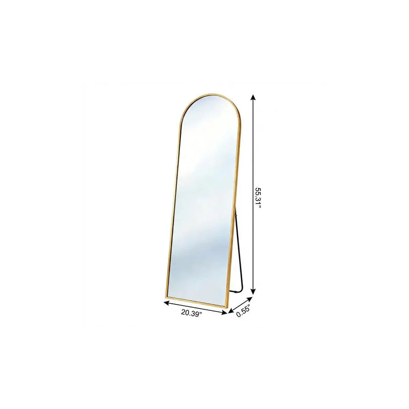 55" Gold Aluminum Arch Freestanding And Wall Mounted Framed Full Length Mirror Homeroots Bed & Bath