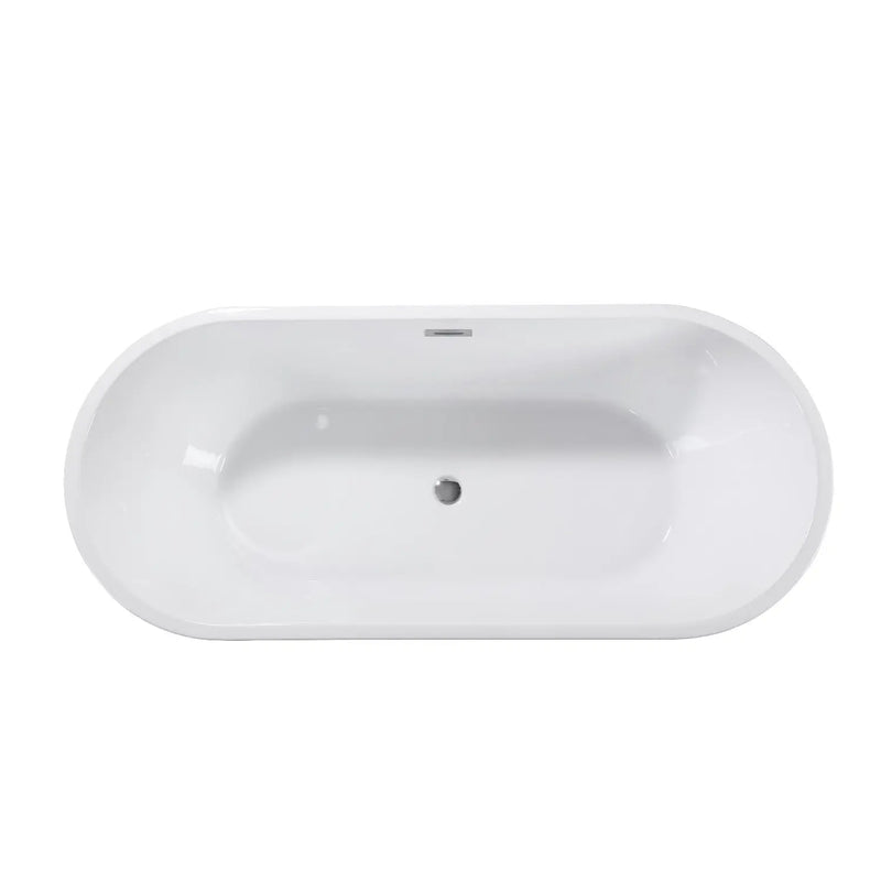 55" White Acrylic Oval Bath Tub Homeroots Bed & Bath