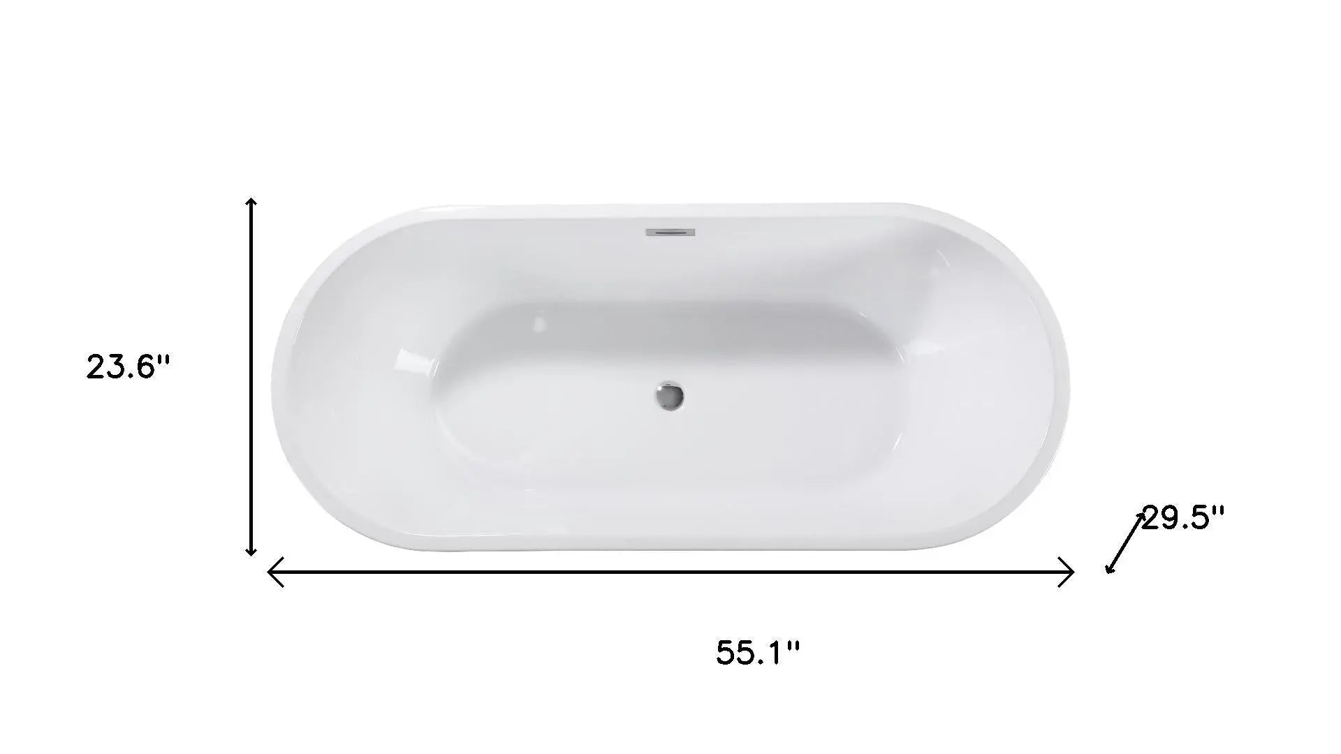 55" White Acrylic Oval Bath Tub Homeroots Bed & Bath