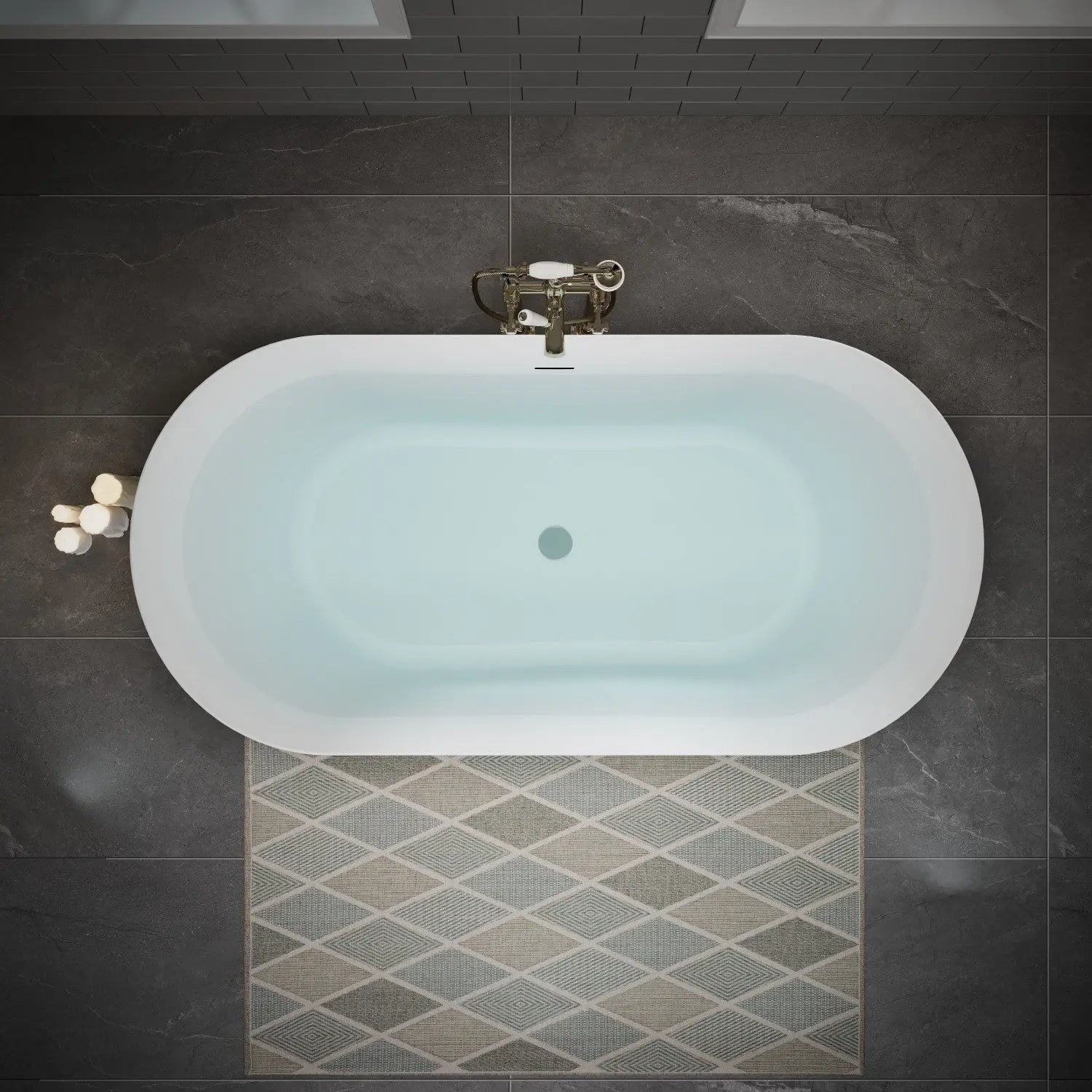 55" White Acrylic Oval Bath Tub Homeroots Bed & Bath