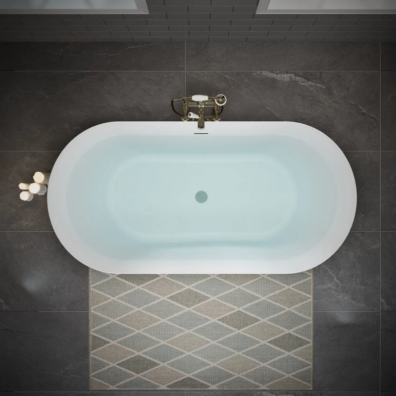 55" White Acrylic Oval Bath Tub Homeroots Bed & Bath