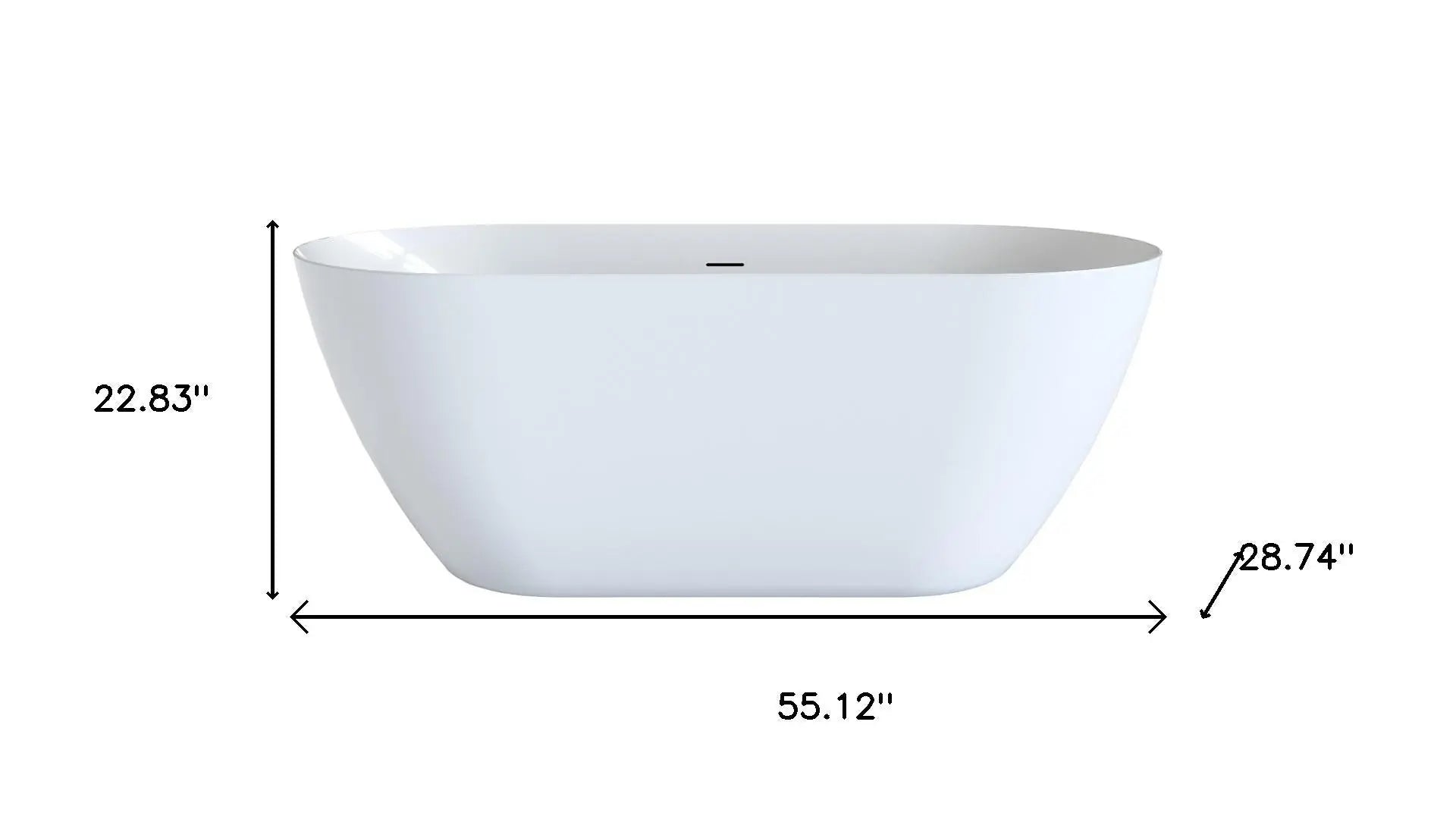 55" White Acrylic Oval Bath Tub Homeroots Bed & Bath