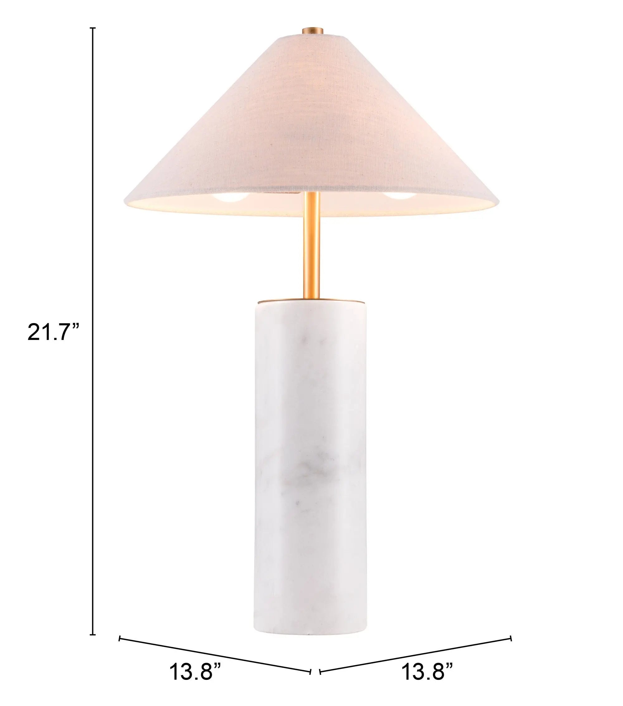 55" White Metal Bedside Table Lamp With Beige Empire Shade Homeroots Lighting