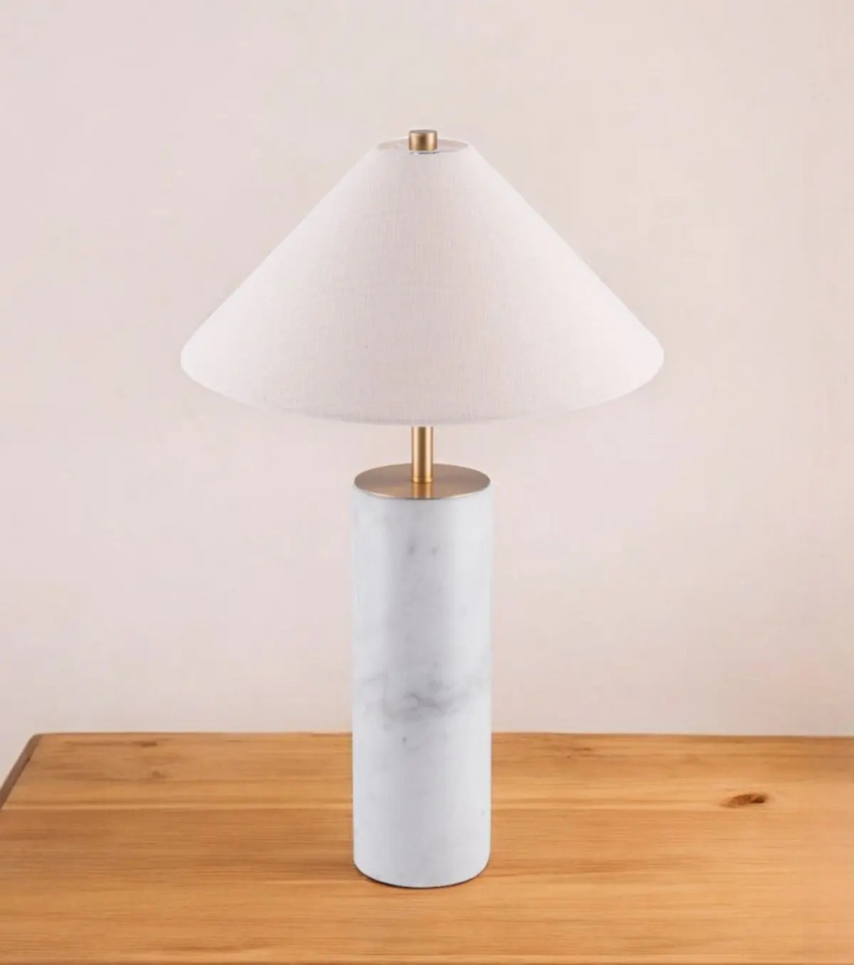 55" White Metal Bedside Table Lamp With Beige Empire Shade Homeroots Lighting