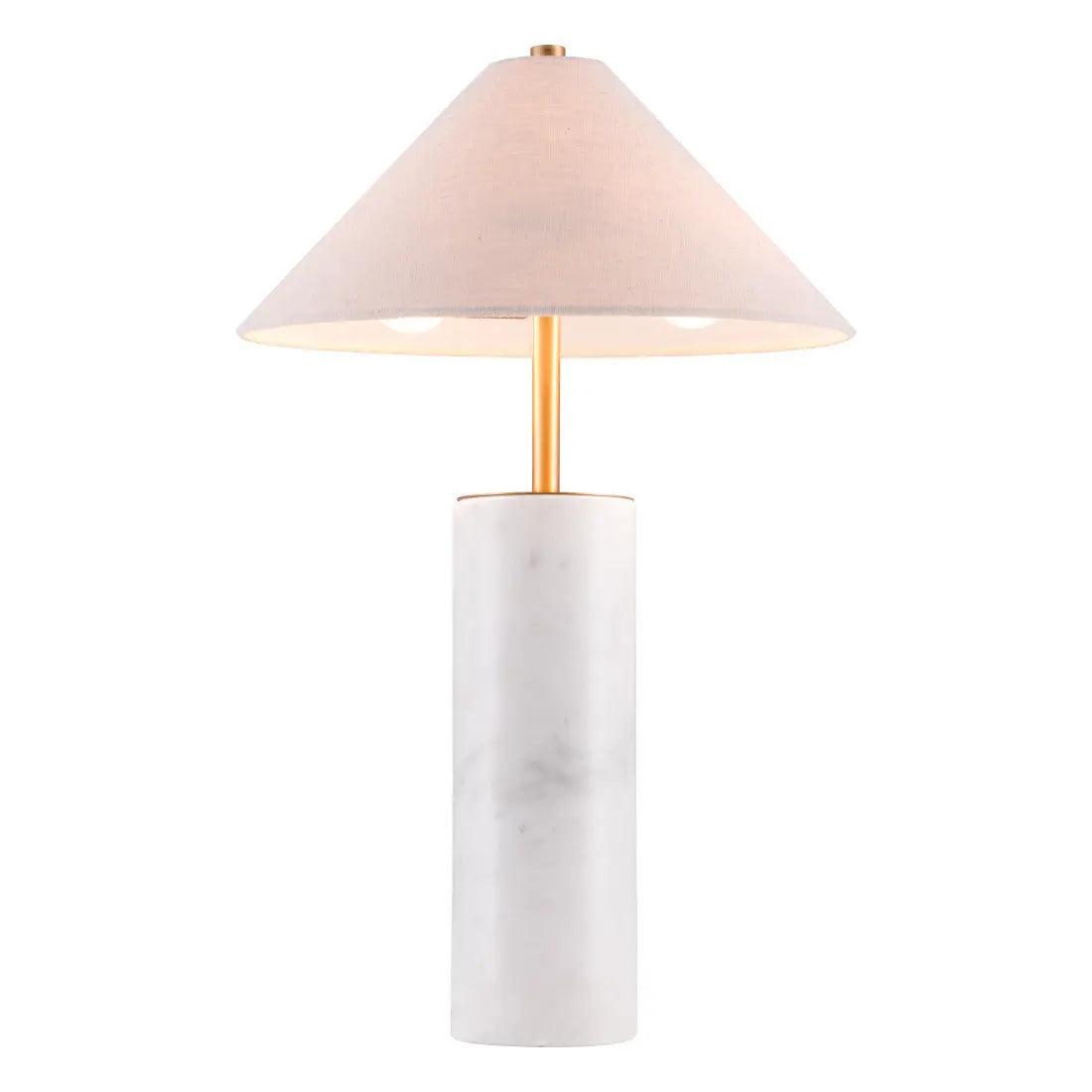 55" White Metal Bedside Table Lamp With Beige Empire Shade Homeroots Lighting