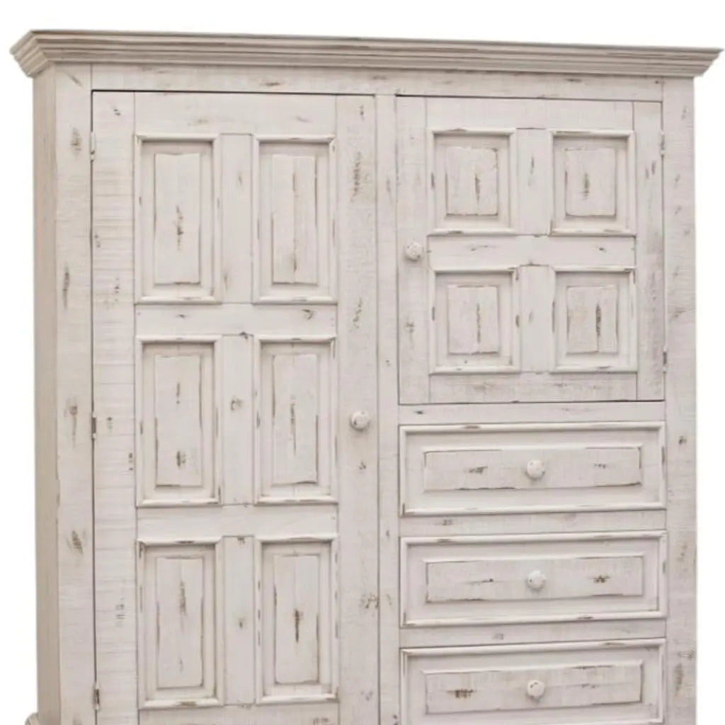 55" White Solid Wood Three Drawer Gentlemans Chest Homeroots Bed & Bath