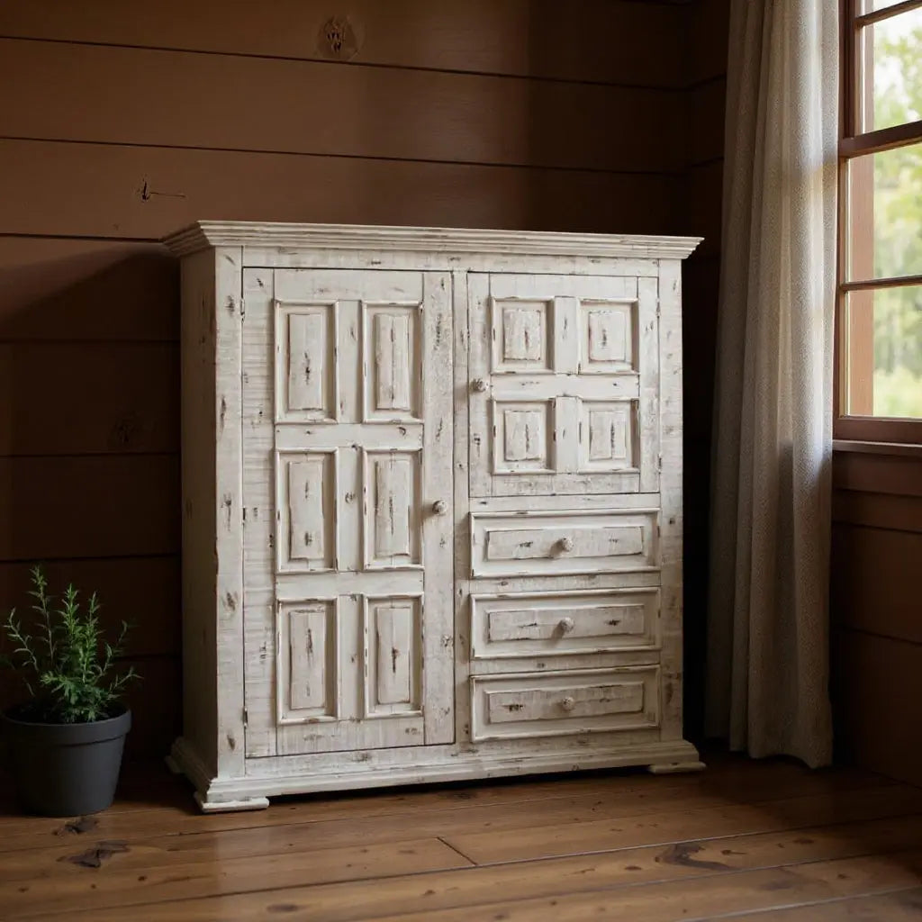 55" White Solid Wood Three Drawer Gentlemans Chest Homeroots Bed & Bath