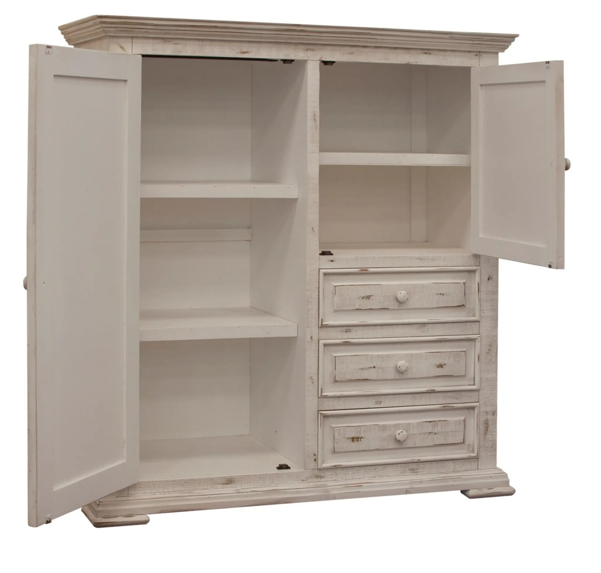 55" White Solid Wood Three Drawer Gentlemans Chest Homeroots Bed & Bath