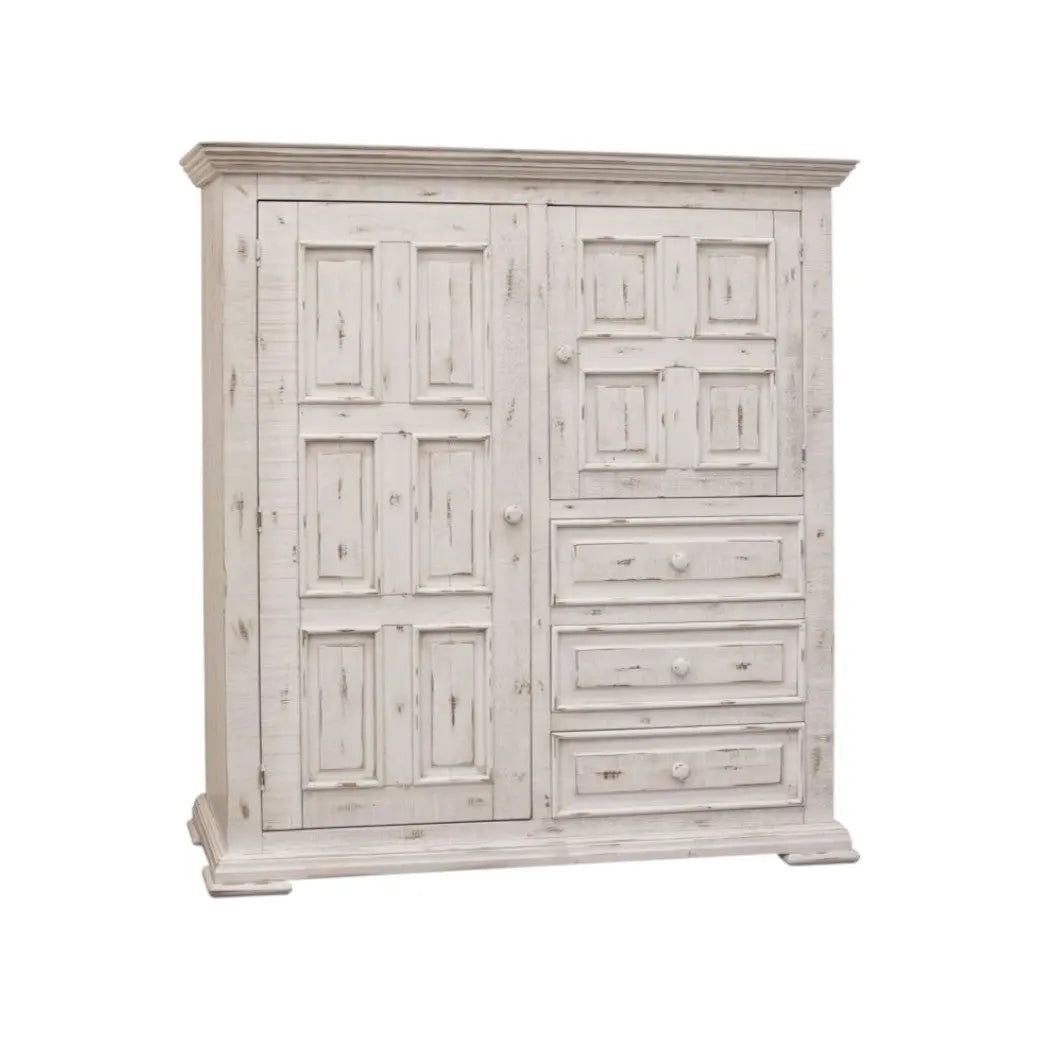 55" White Solid Wood Three Drawer Gentlemans Chest Homeroots Bed & Bath