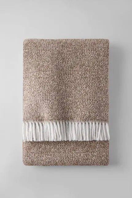 55" X 70" Camel Cotton Blend Plush Throw Blanket with Fringe Homeroots Home Decor