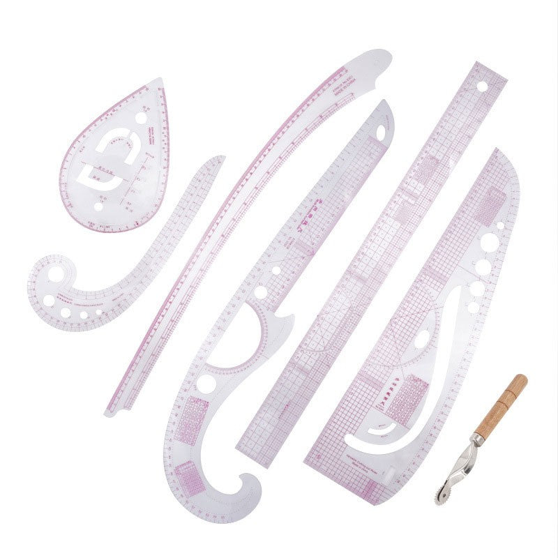 7Pcs/set Sewing Tailor French Curve Pattern Grading Rulers Drawing Line Measure Clothing Patchwork Ruler Set -