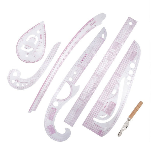 7Pcs/set Sewing Tailor French Curve Pattern Grading Rulers Drawing Line Measure Clothing Patchwork Ruler Set -